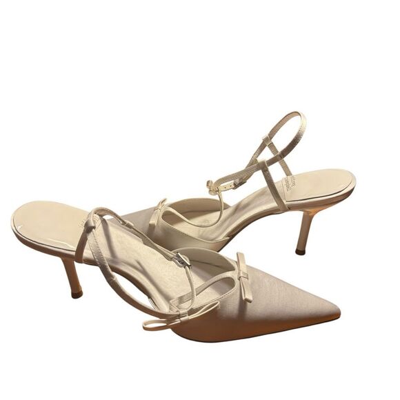 Jeffrey Campbell Playhouse Pointed Toe Satin White Pumps Size 10 - Picture 4 of 7